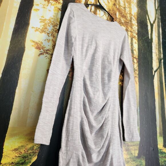 NWT Express Cream Ribbed Dress Body Con Long Sleeve Womens M Sweater - Picture 7 of 10